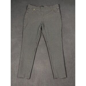 New York Co Cropped Pants Womens 12 Petite Black White Gingham Mid Rise Stretch